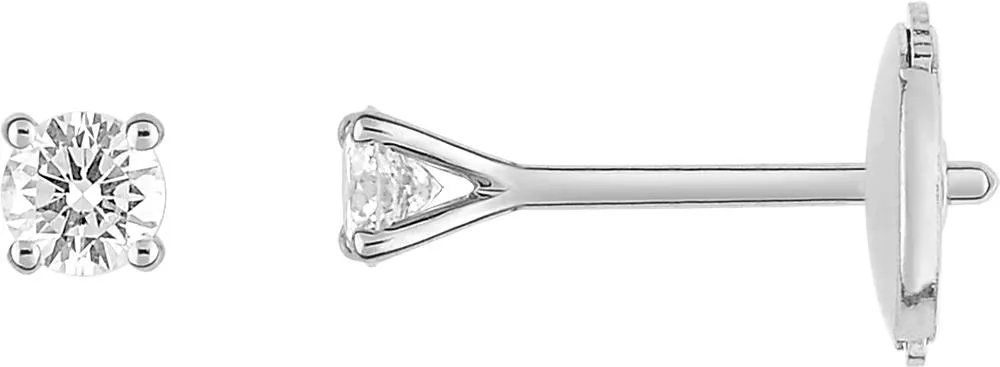 Boucles d'oreilles Clous Or Blanc Tojomalala Diamant - Boucles d'oreilles en Or 750 18k