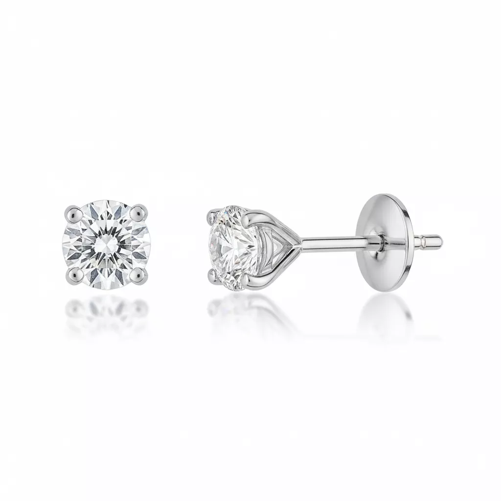 Boucles d'oreilles Clous Or Blanc Alisabeth Diamant - Boucles d'oreilles en Or 750 18k