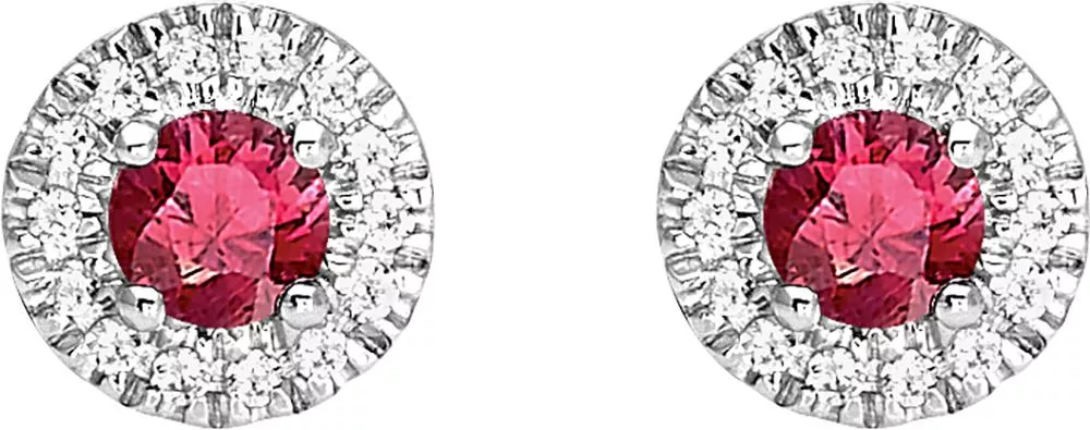 Boucles d'oreilles Clous Or Blanc Ostaja Diamant Rubis - Boucles d'oreilles en Or 750 18k