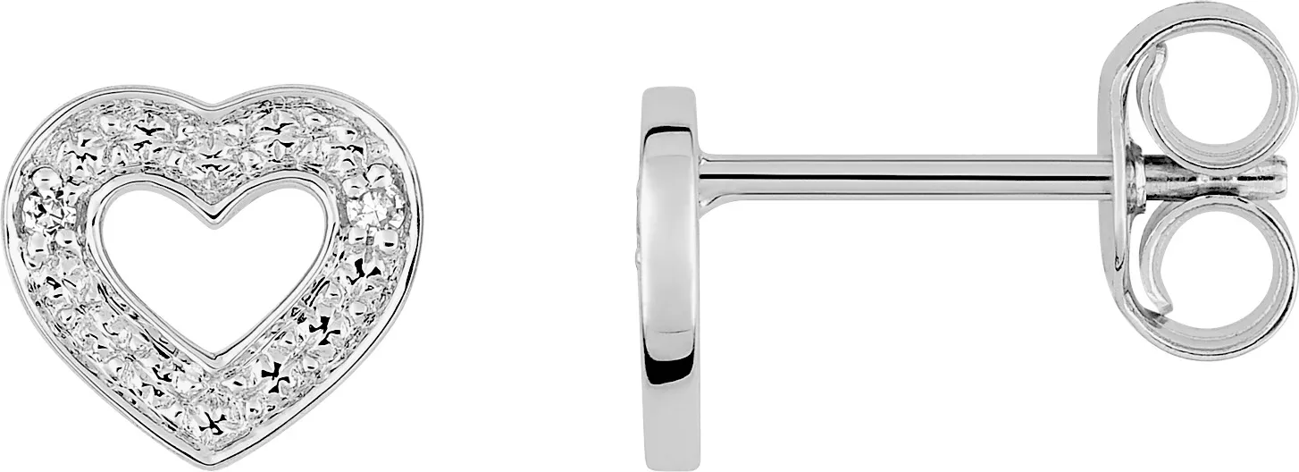 Boucles d'oreilles Clous Or Blanc Perka Diamant Coeur - Boucles d'oreilles en Or 750 18k - Bijoux en Vogue
