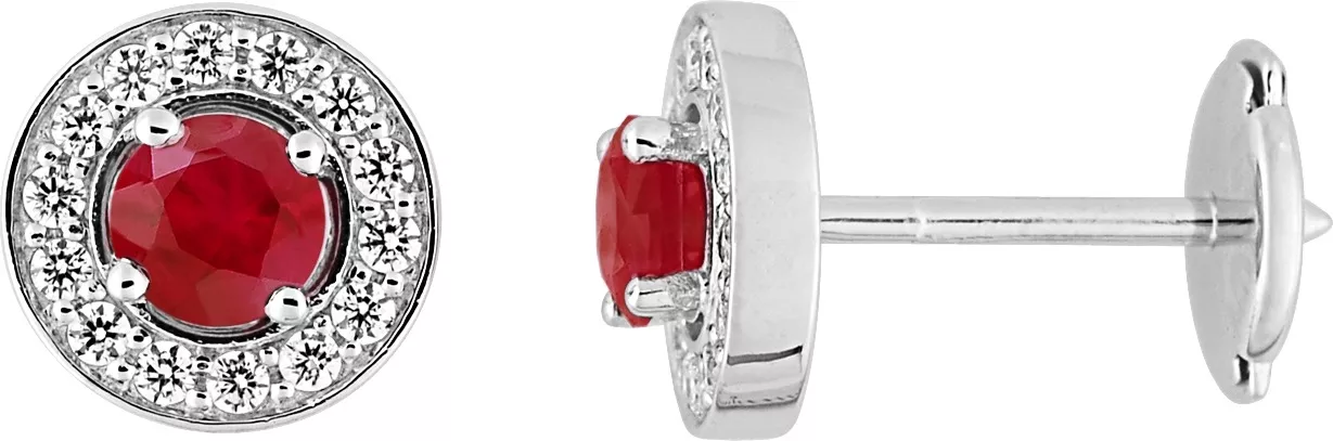 Boucles d'oreilles Clous Or Blanc Koca Diamant Rubis - Boucles d'oreilles en Or 750 18k - Bijoux en Vogue