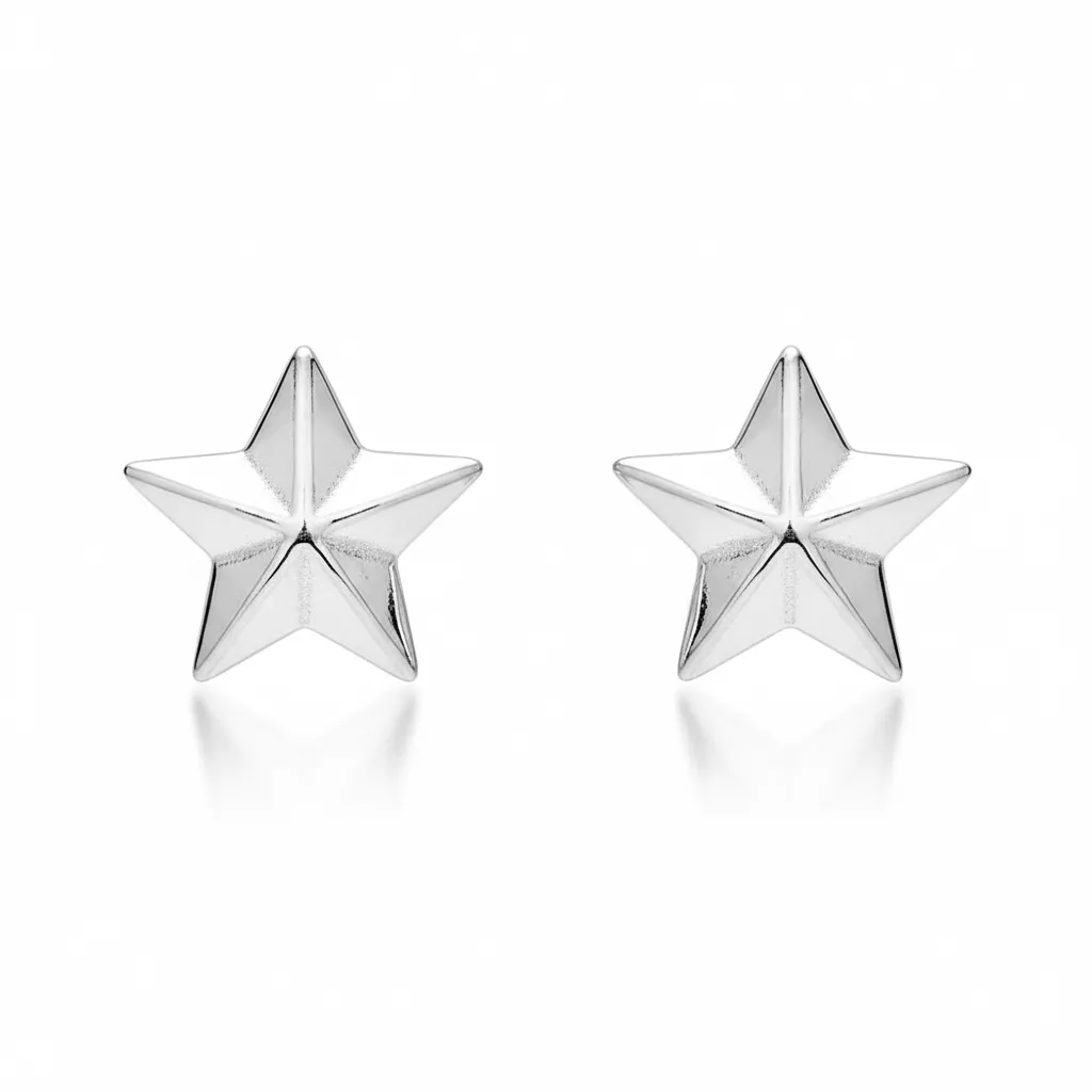 Boucles d'oreilles Clous Or Blanc Romanie Étoile - Boucles d'oreilles en Or 750 18k - Bijoux en Vogue