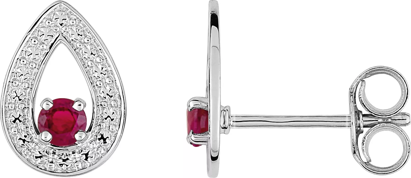 Boucles d'oreilles Clous Or Blanc Alvina Rubis - Boucles d'oreilles en Or 750 18k - Bijoux en Vogue