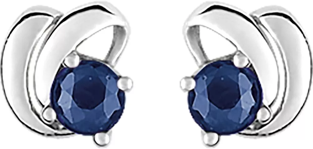 Boucles d'oreilles Clous Or Blanc Laya Saphir Coeur - Boucles d'oreilles en Or 750 18k - Bijoux en Vogue
