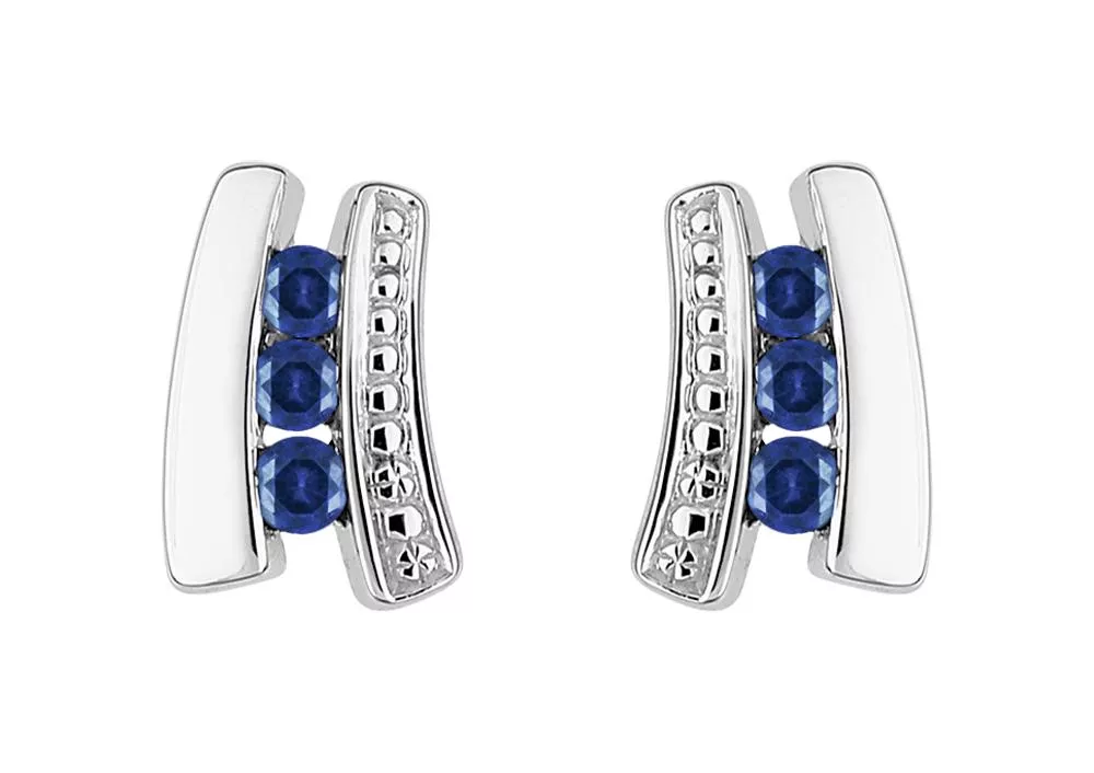 Boucles d'oreilles Clous Or Blanc Ogonita Saphir - Boucles d'oreilles en Or 750 18k - Bijoux en Vogue