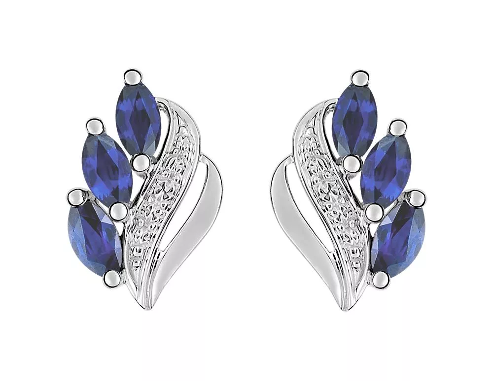 Boucles d'oreilles Clous Or Blanc Azievna Saphir - Boucles d'oreilles en Or 750 18k - Bijoux en Vogue