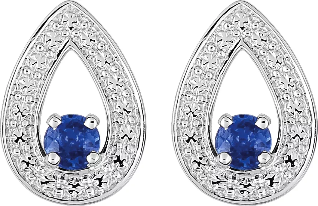 Boucles d'oreilles Clous Or Blanc Lemba Saphir - Boucles d'oreilles en Or 750 18k - Bijoux en Vogue