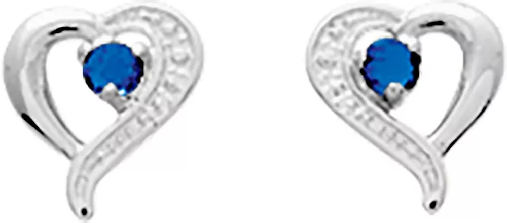 Boucles d'oreilles Clous Or Blanc Rafla Saphir Coeur - Boucles d'oreilles en Or 750 18k - Bijoux en Vogue