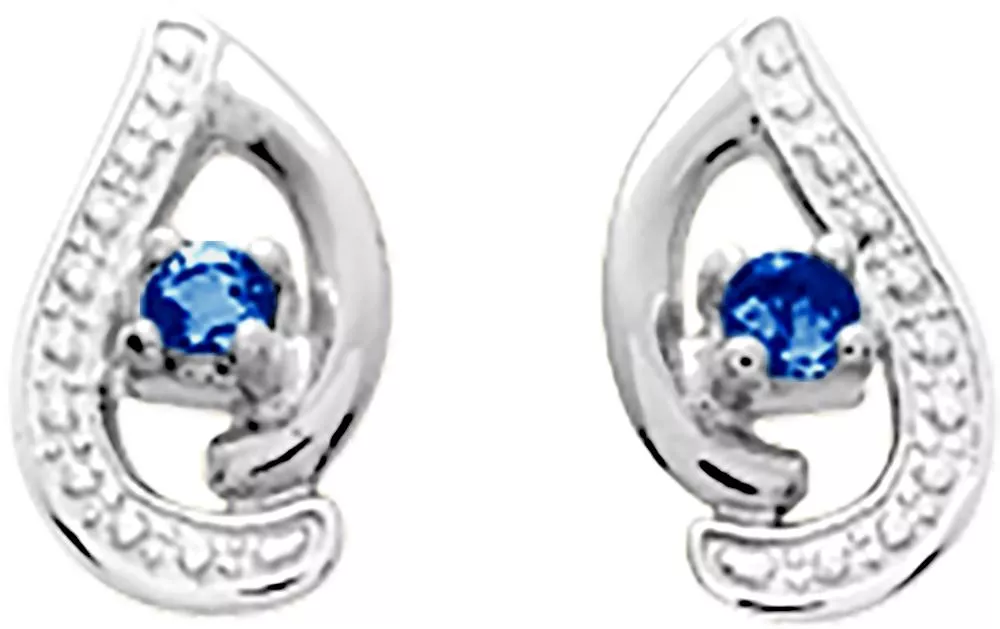 Boucles d'oreilles Clous Or Blanc Fancelia Saphir - Boucles d'oreilles en Or 750 18k - Bijoux en Vogue