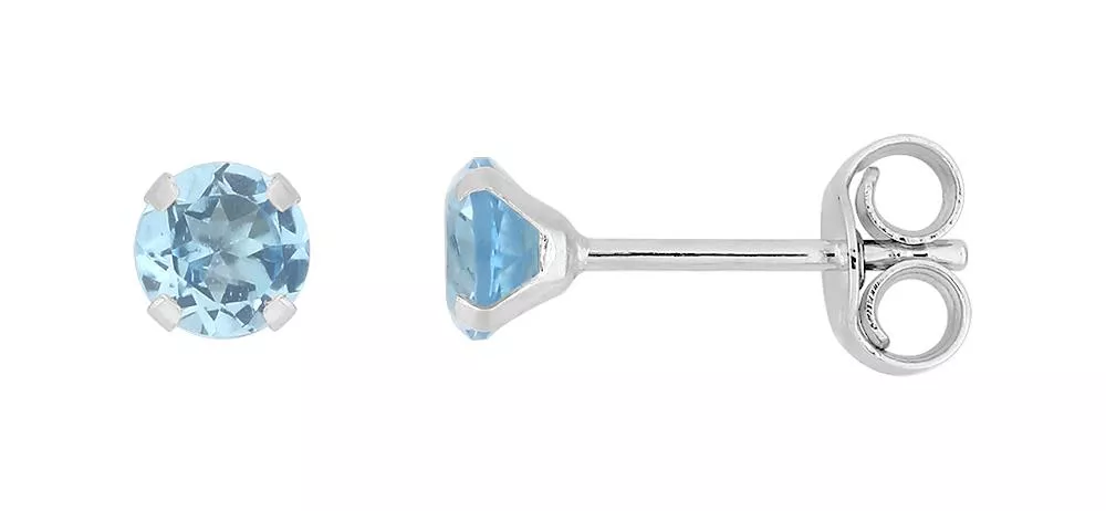 Boucles d'oreilles Clous Or Blanc Zeliha bleu Topaze - Boucles d'oreilles en Or 750 18k - Bijoux en Vogue
