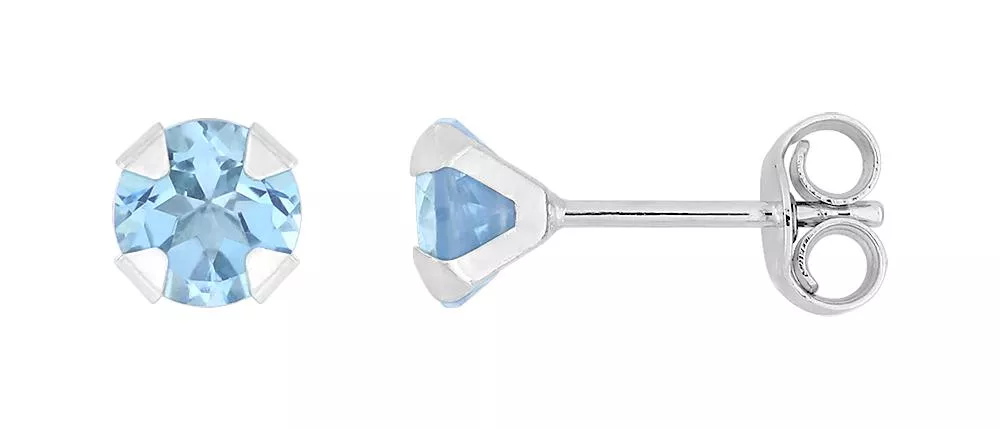 Boucles d'oreilles Clous Or Blanc Chedlia bleu Topaze - Boucles d'oreilles en Or 750 18k - Bijoux en Vogue