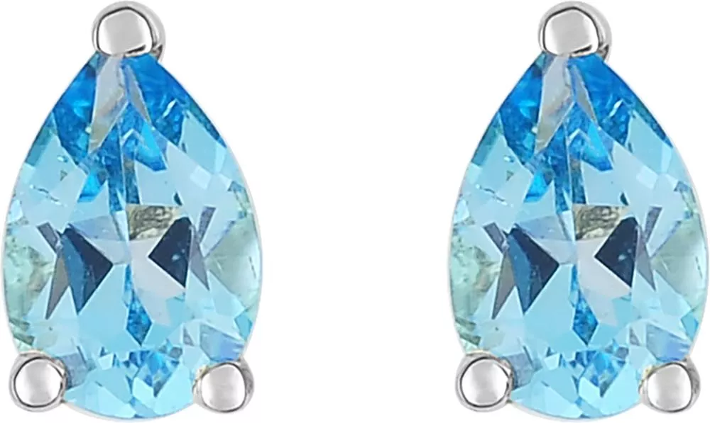 Boucles d'oreilles Clous Or Blanc Doncelle bleu Topaze - Boucles d'oreilles en Or 750 18k - Bijoux en Vogue