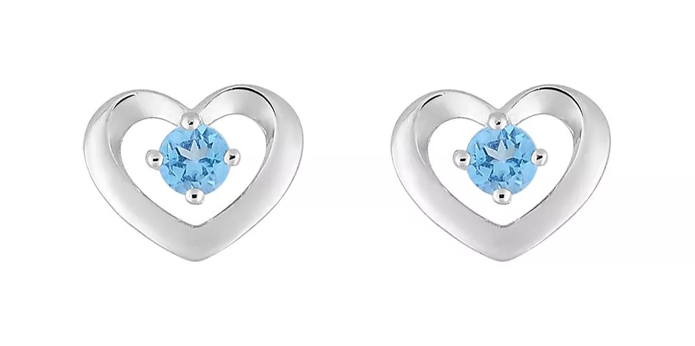 Boucles d'oreilles Clous Or Blanc Samna bleu Topaze - Boucles d'oreilles en Or 750 18k - Bijoux en Vogue