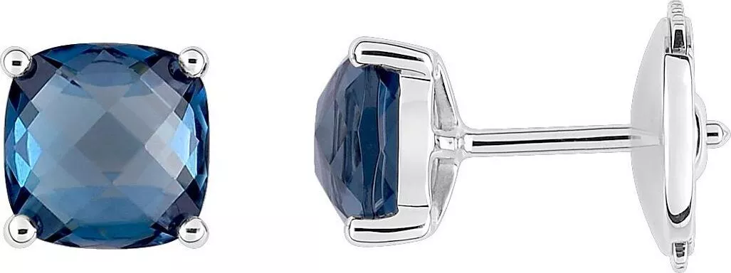 Boucles d'oreilles Clous Or Blanc Caterianne bleu Topaze Bleu - Boucles d'oreilles en Or 750 18k - Bijoux en Vogue
