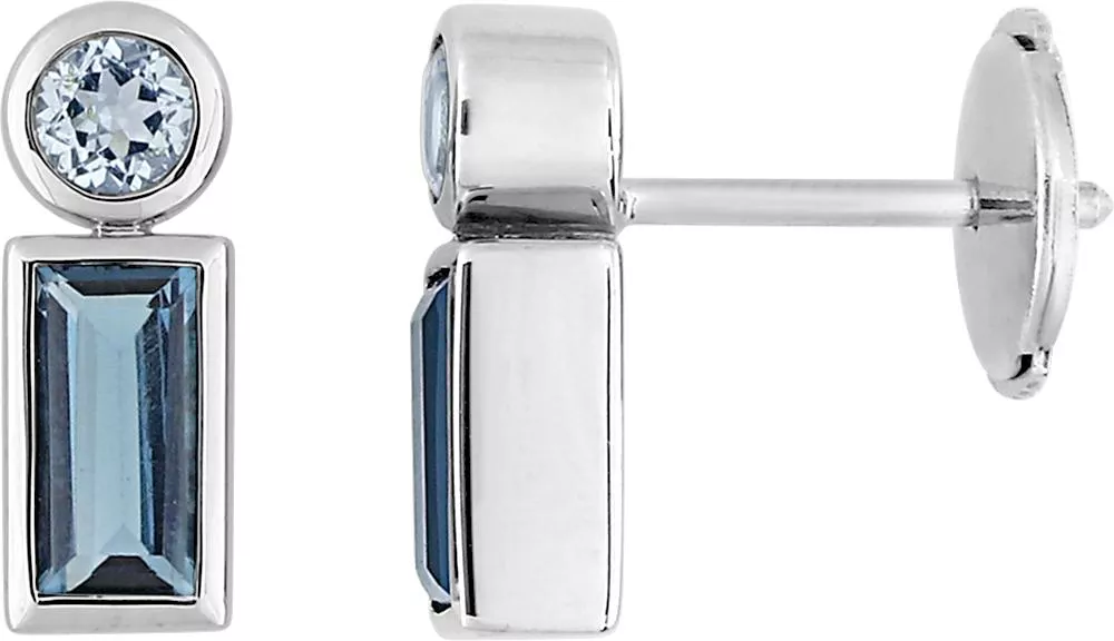 Boucles d'oreilles Clous Or Blanc Golda bleu Topaze - Boucles d'oreilles en Or 750 18k - Bijoux en Vogue