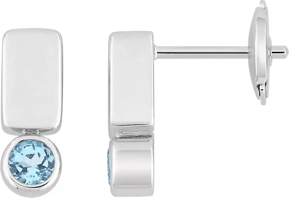 Boucles d'oreilles Clous Or Blanc Hohanna bleu Topaze Bleu - Boucles d'oreilles en Or 750 18k - Bijoux en Vogue