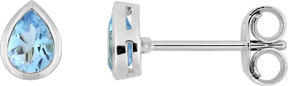 Boucles d'oreilles Clous Or Blanc Bourra bleu Topaze - Boucles d'oreilles en Or 750 18k - Bijoux en Vogue