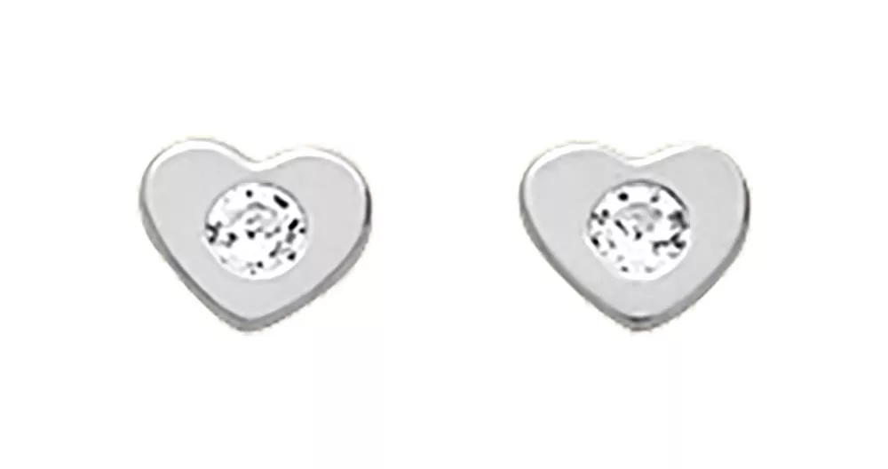 Boucles d'oreilles Clous Or Blanc Evie Zirconium Coeur - Boucles d'oreilles en Or 750 18k - Bijoux en Vogue