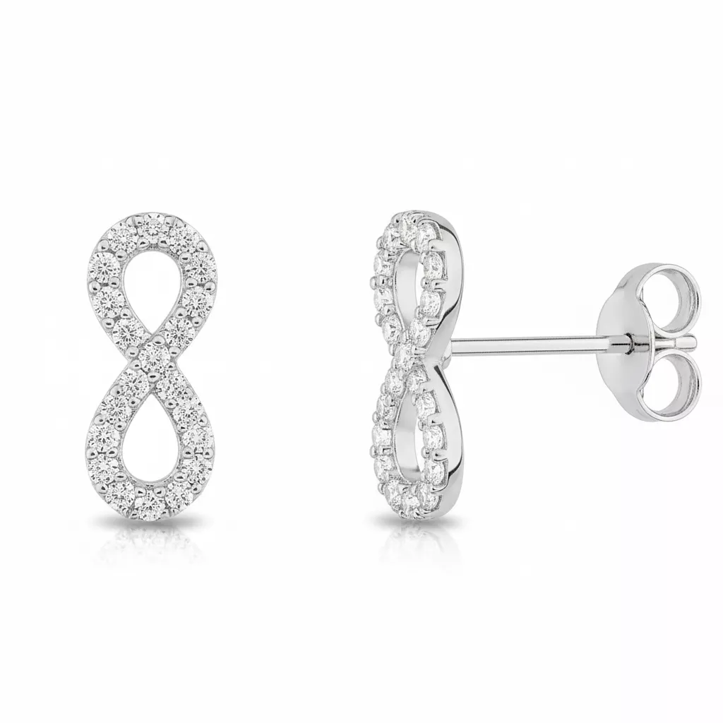 Boucles d'oreilles Clous Or Blanc Lavinia Zirconium Infini - Boucles d'oreilles en Or 750 18k - Bijoux en Vogue