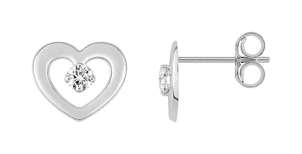 Boucles d'oreilles Clous Or Blanc Asdine Zirconium Coeur - Boucles d'oreilles en Or 750 18k - Bijoux en Vogue
