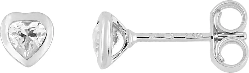 Boucles d'oreilles Clous Or Blanc Orphelie Zirconium Coeur - Boucles d'oreilles en Or 750 18k - Bijoux en Vogue