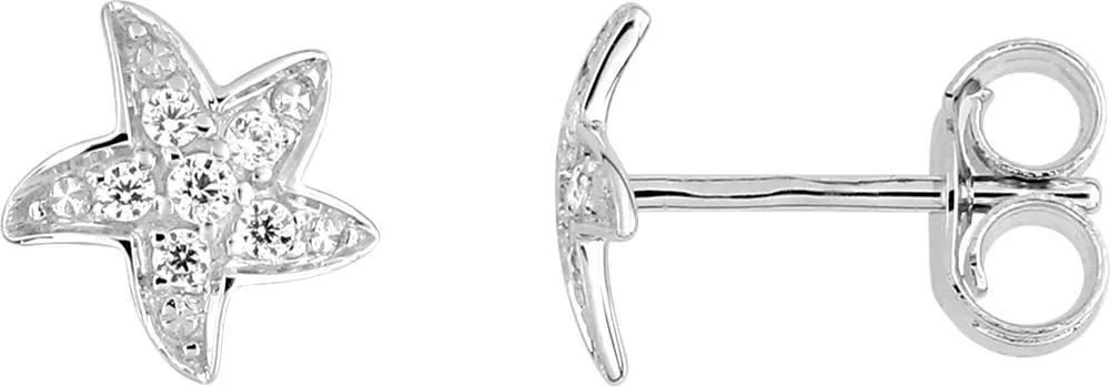 Boucles d'oreilles Clous Or Blanc Guevorkovna Zirconium Etoile de Mer - Boucles d'oreilles en Or 750 18k - Bijoux en Vogue