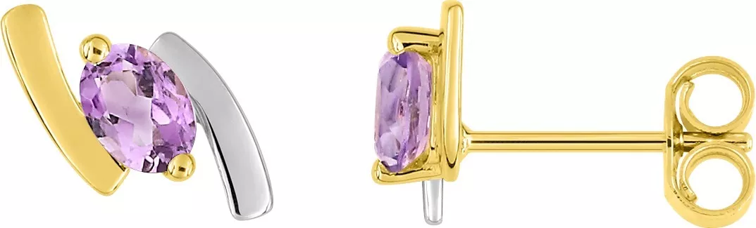 Boucles d'oreilles Clous Or Osnie Améthyste - Boucles d'oreilles en Or 750 18k - Bijoux en Vogue