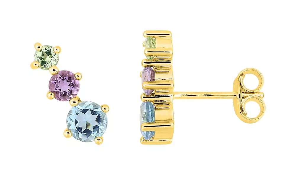 Boucles d'oreilles Clous Or Gundra bleu Améthyste - Boucles d'oreilles en Or 750 18k - Bijoux en Vogue