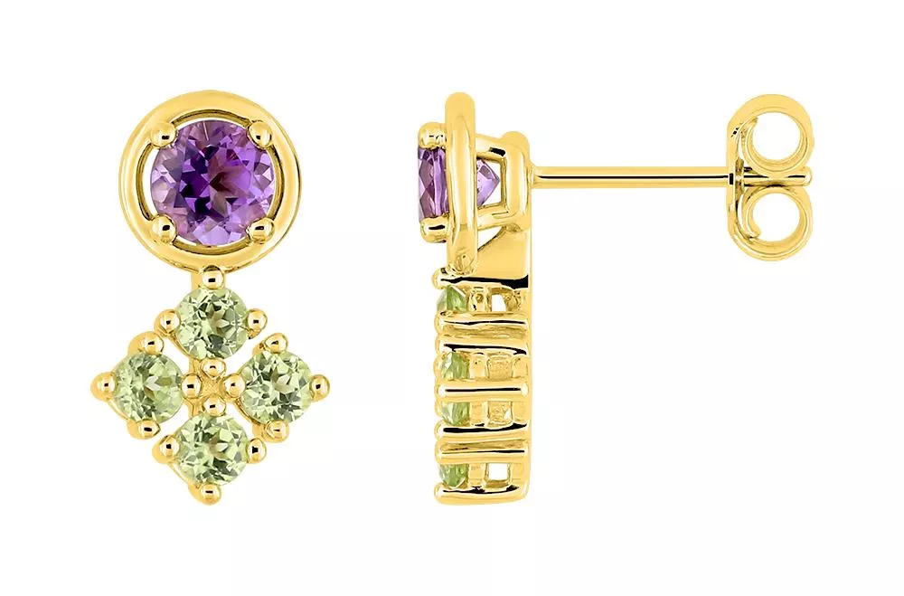 Boucles d'oreilles Clous Or Emmelyne Améthyste - Boucles d'oreilles en Or 750 18k - Bijoux en Vogue