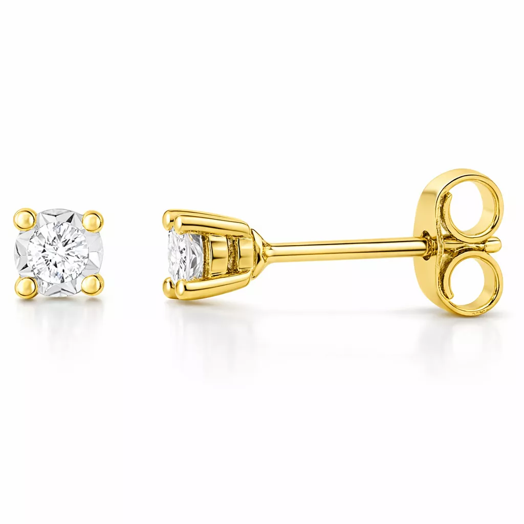 Boucles d'oreilles Clous Or Jaune et Blanc Atia Diamant - Boucles d'oreilles en Or 750 18k - Bijoux en Vogue