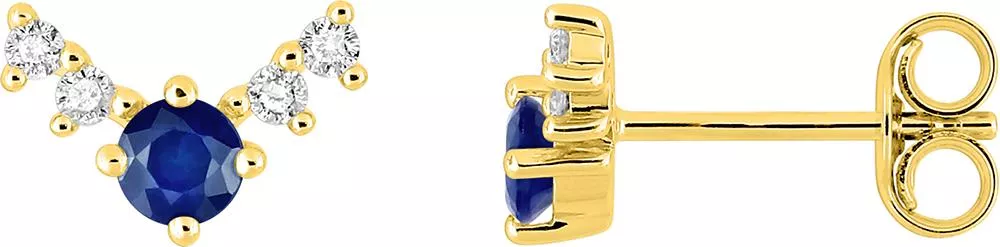 Boucles d'oreilles Clous Or Aldegonda Diamant Saphir - Boucles d'oreilles en Or 750 18k - Bijoux en Vogue