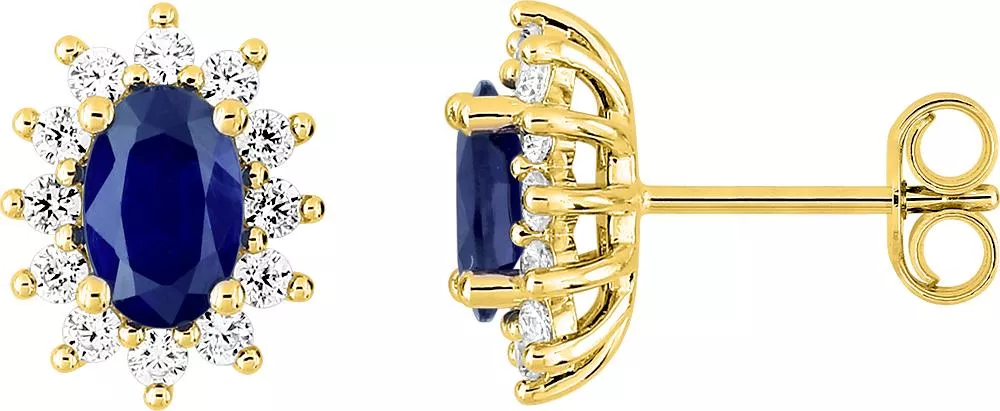 Boucles d'oreilles Clous Or Kerine Diamant Saphir - Boucles d'oreilles en Or 750 18k - Bijoux en Vogue