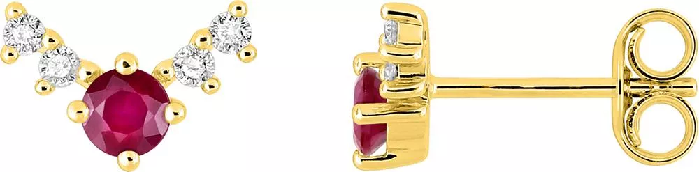Boucles d'oreilles Clous Or Saintelia Diamant Rubis - Boucles d'oreilles en Or 750 18k - Bijoux en Vogue