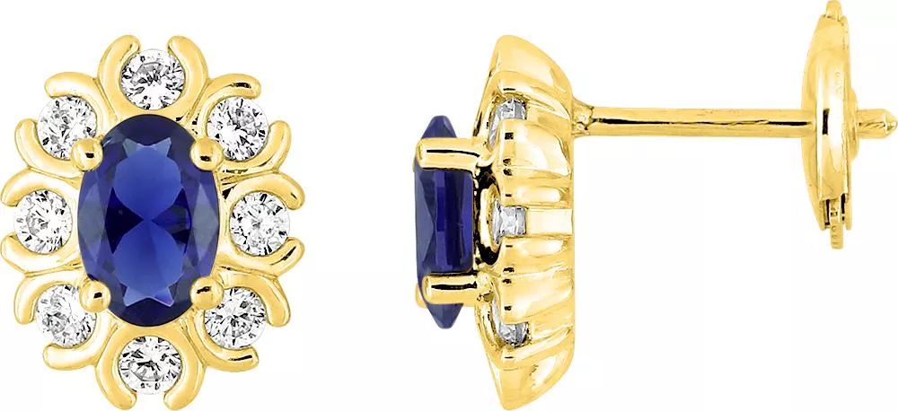 Boucles d'oreilles Clous Or Diamant Gabryela Saphir - Boucles d'oreilles en Or 750 18k - Bijoux en Vogue