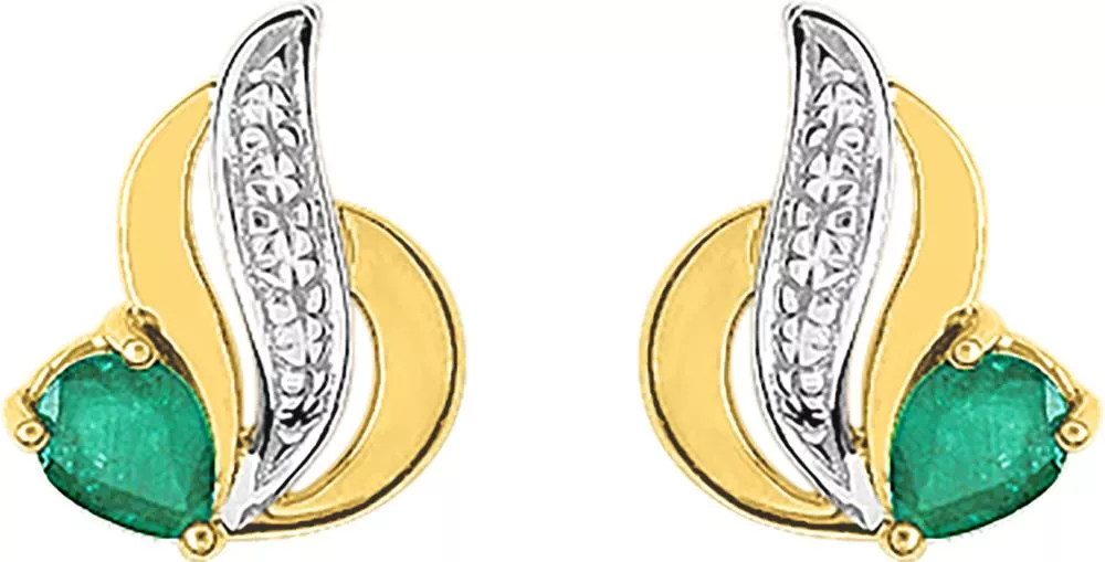 Boucles d'oreilles Clous Or Akeigba Emeraude - Boucles d'oreilles en Or 750 18k - Bijoux en Vogue