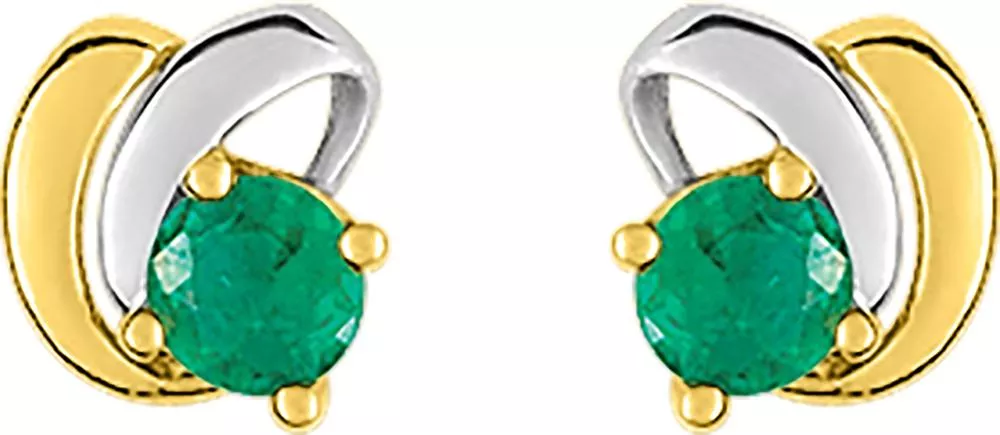 Boucles d'oreilles Clous Or Yamma Emeraude Coeur - Boucles d'oreilles en Or 750 18k - Bijoux en Vogue