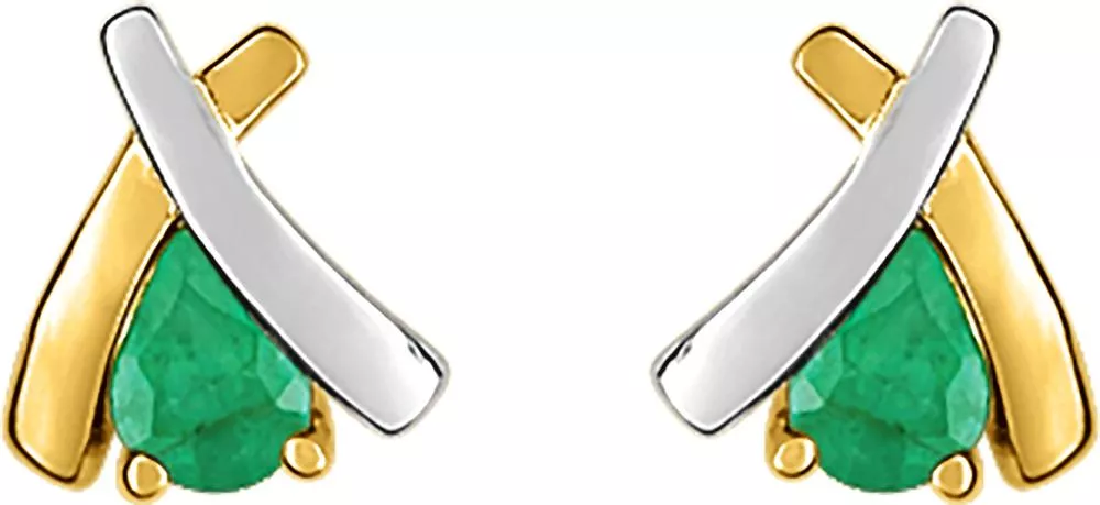 Boucles d'oreilles Clous Or Yanxia Emeraude - Boucles d'oreilles en Or 750 18k - Bijoux en Vogue