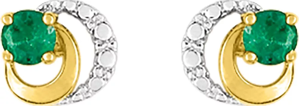 Boucles d'oreilles Clous Or Sladyana Emeraude - Boucles d'oreilles en Or 750 18k - Bijoux en Vogue