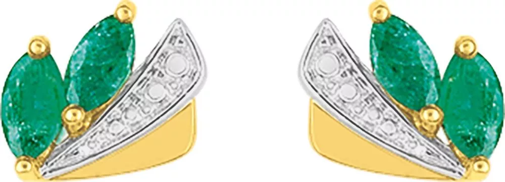Boucles d'oreilles Clous Or Cerdeira Emeraude - Boucles d'oreilles en Or 750 18k - Bijoux en Vogue