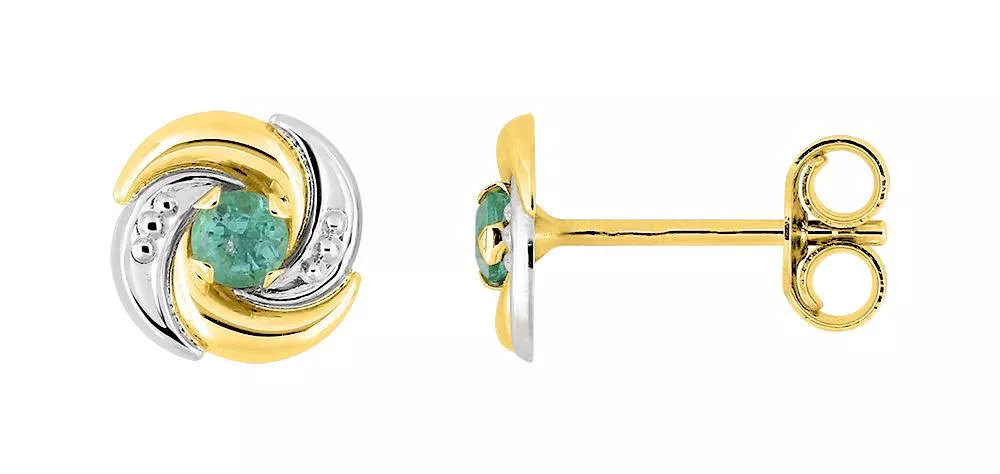 Boucles d'oreilles Clous Or Junelle Emeraude - Boucles d'oreilles en Or 750 18k - Bijoux en Vogue