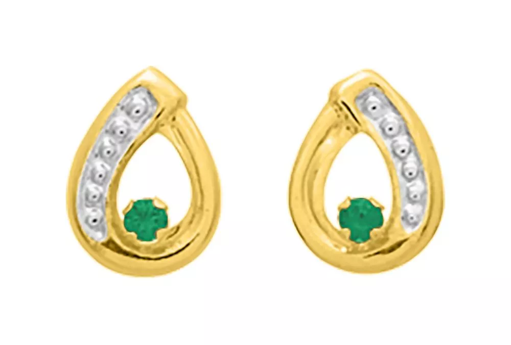Boucles d'oreilles Clous Or Emeline Emeraude - Boucles d'oreilles en Or 750 18k - Bijoux en Vogue