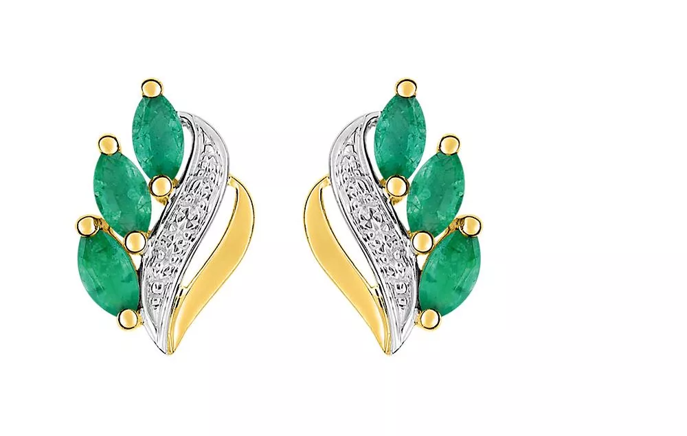 Boucles d'oreilles Clous Or Fardina Emeraude - Boucles d'oreilles en Or 750 18k - Bijoux en Vogue