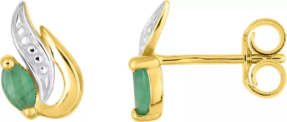Boucles d'oreilles Clous Or Pravine Emeraude - Boucles d'oreilles en Or 750 18k - Bijoux en Vogue