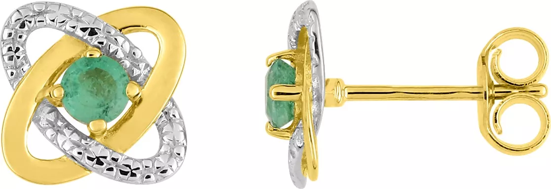 Boucles d'oreilles Clous Or Hoelle Emeraude - Boucles d'oreilles en Or 750 18k - Bijoux en Vogue