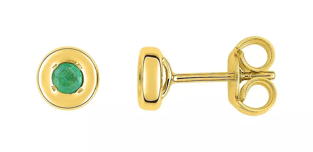 Boucles d'oreilles Clous Or Biologie Emeraude - Boucles d'oreilles en Or 750 18k - Bijoux en Vogue