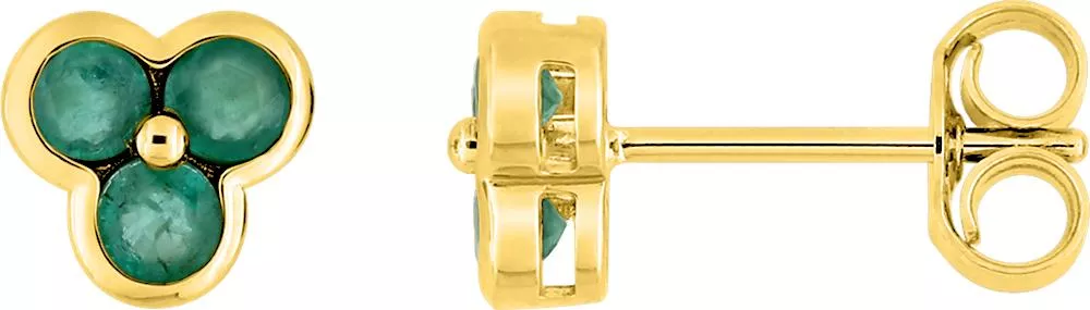 Boucles d'oreilles Clous Or Opeta Emeraude - Boucles d'oreilles en Or 750 18k - Bijoux en Vogue