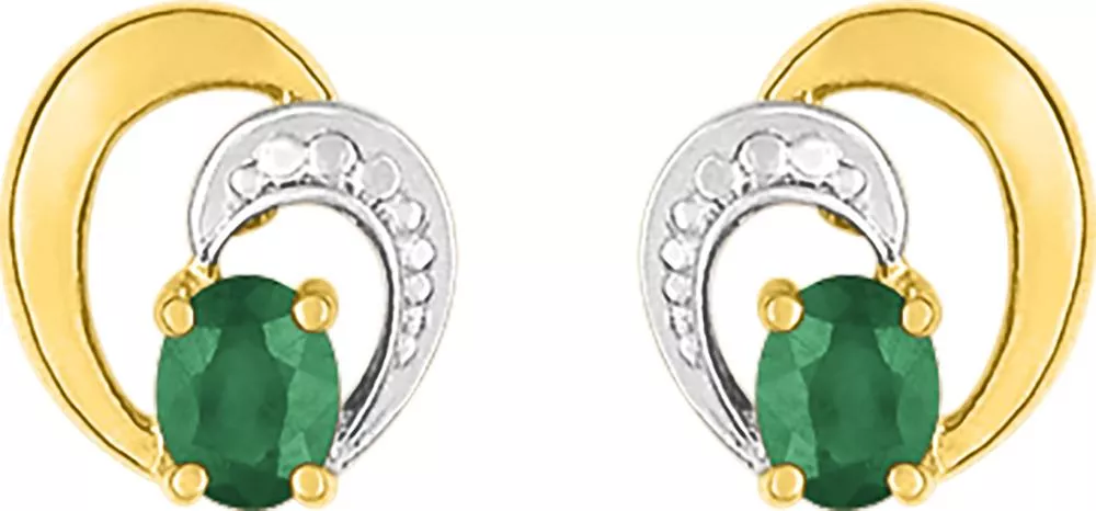 Boucles d'oreilles Clous Or Nevzeta Emeraude Coeur - Boucles d'oreilles en Or 750 18k - Bijoux en Vogue