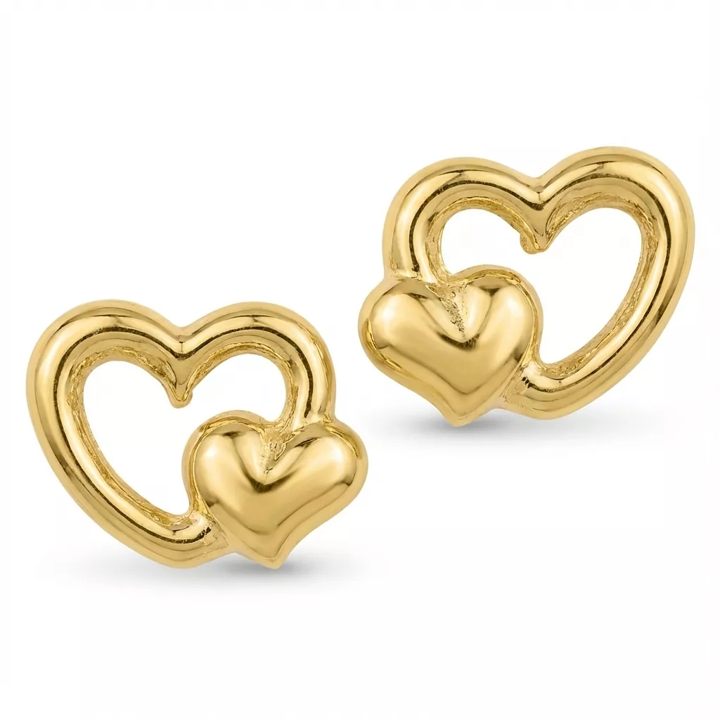 Boucles d'oreilles Clous Or Darlice Coeur - Boucles d'oreilles en Or 750 18k - Bijoux en Vogue