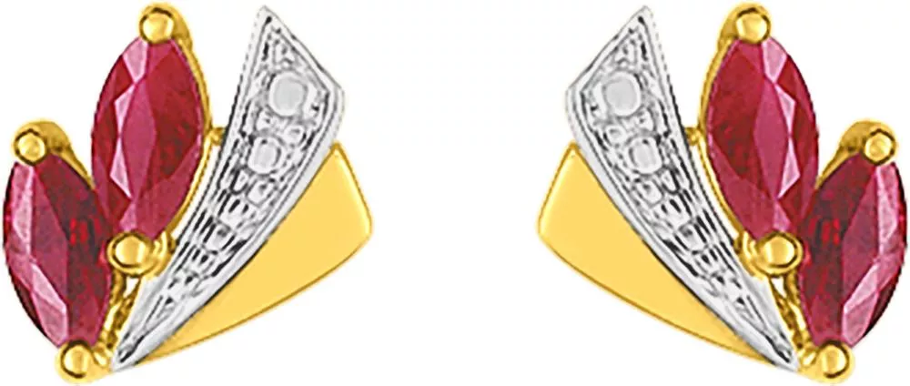 Boucles d'oreilles Clous Or Hasinirina Rubis - Boucles d'oreilles en Or 750 18k - Bijoux en Vogue