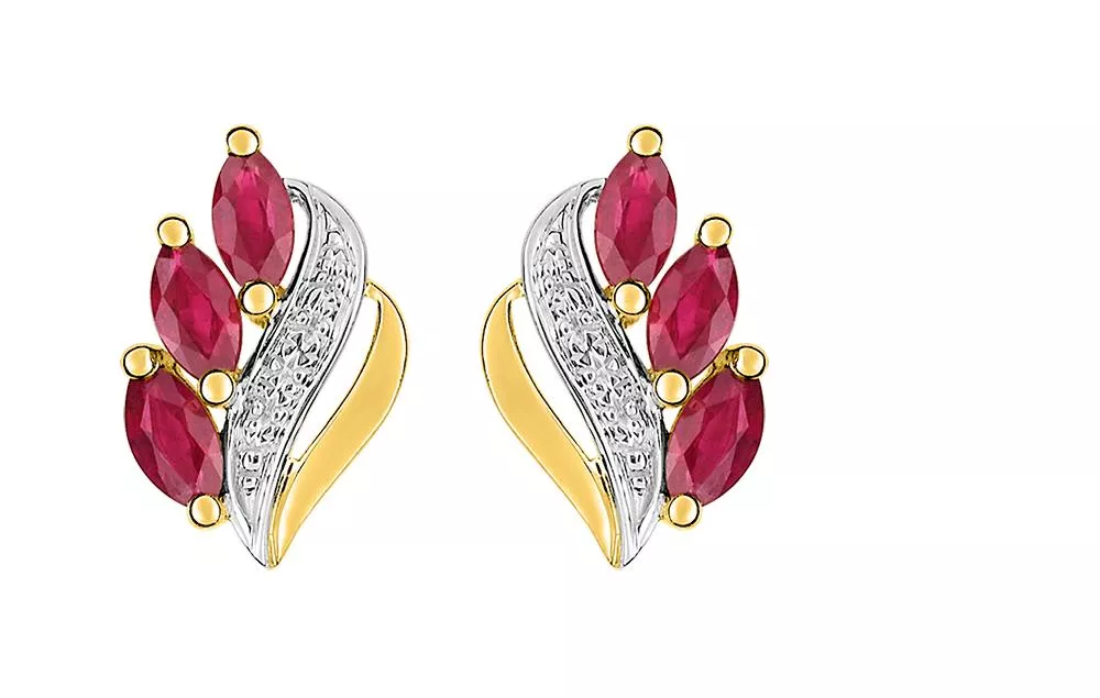 Boucles d'oreilles Clous Or Alliette Rubis - Boucles d'oreilles en Or 750 18k - Bijoux en Vogue